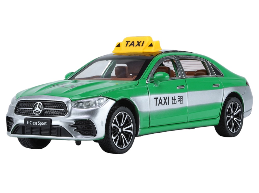 Модель метал Mercedes E-Class Taxi поворотные колеса, свет, звук 1:24 B2426 зеленый