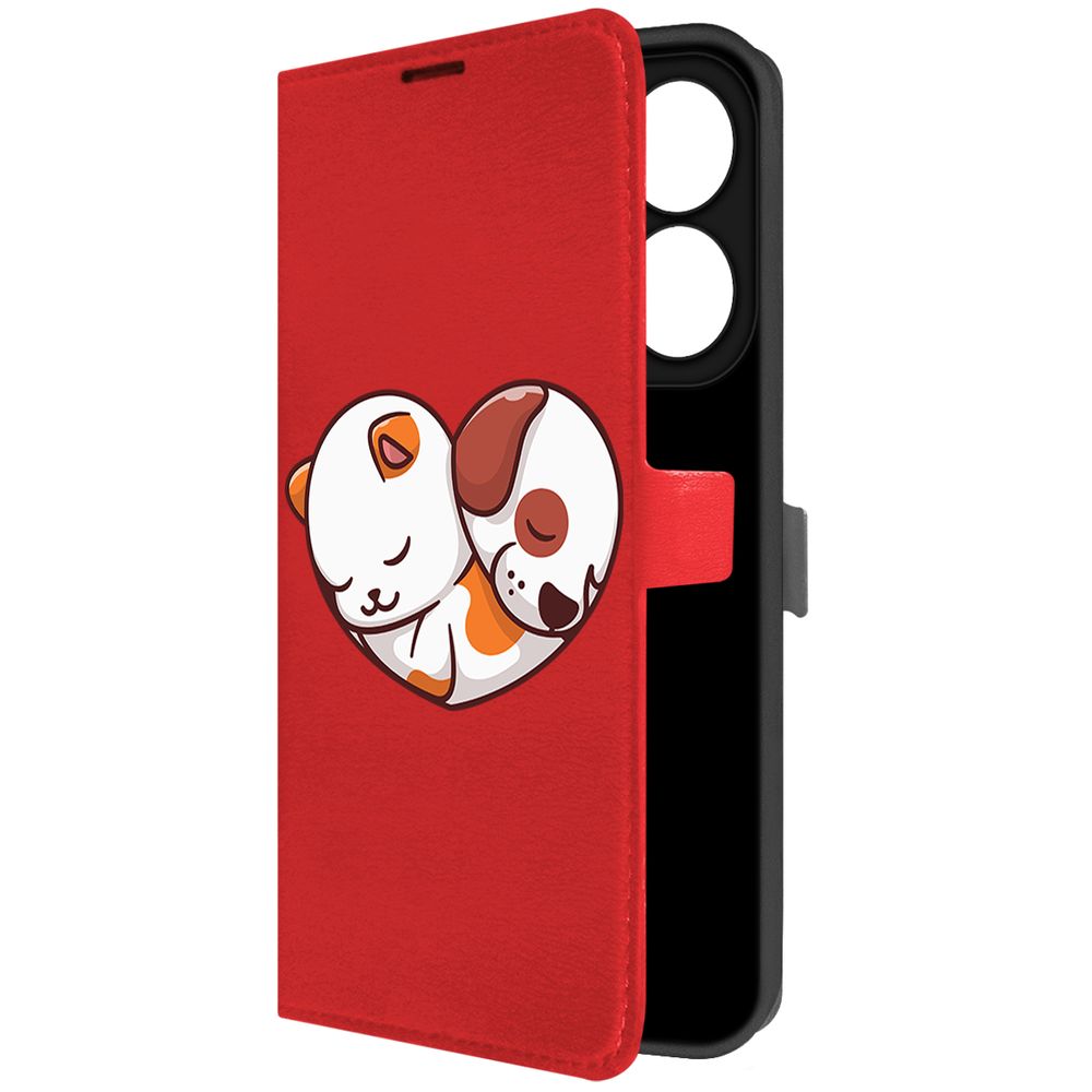 

Чехол-книжка Krutoff Eco Book для INFINIX Hot 40i Котёнок и Щенок (красный)