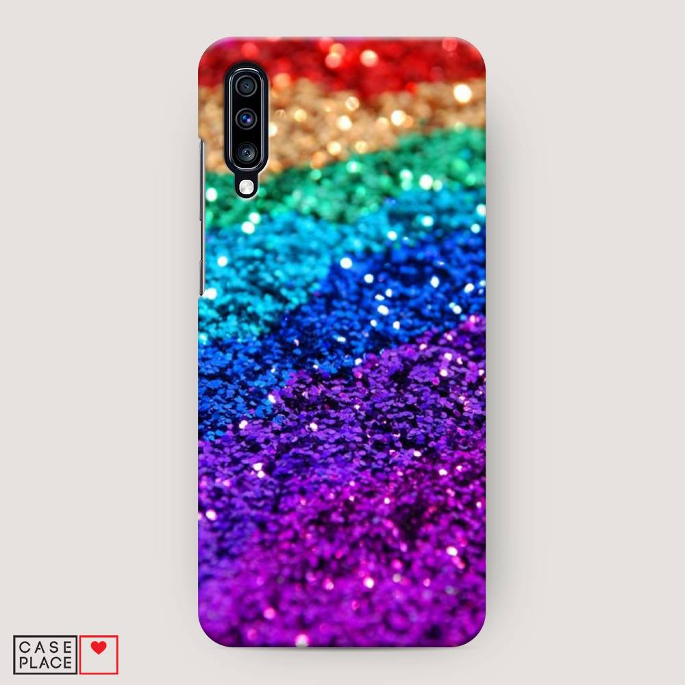 

Пластиковый чехол "Блестящая радуга рисунок" на Samsung Galaxy A70, 28120-2