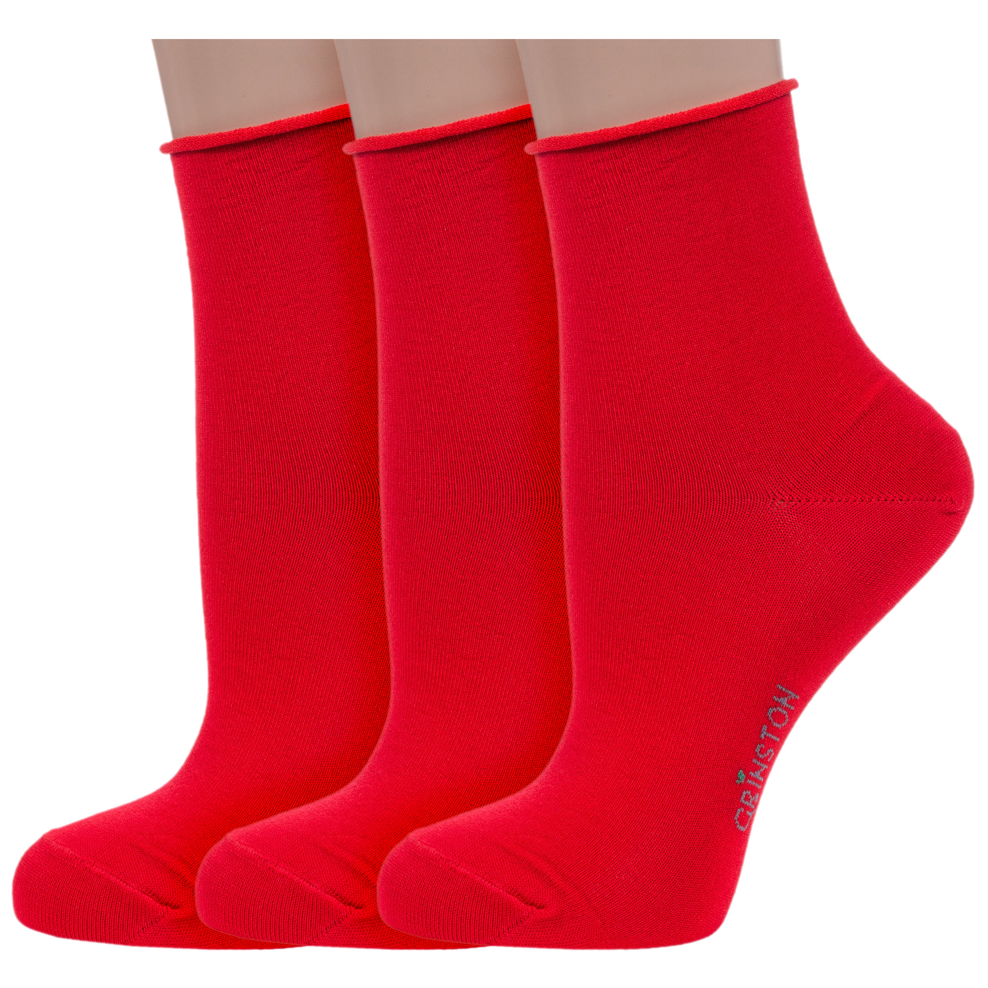 

Комплект носков женских Grinston socks 3-15D22 красных 25, Красный, 3-15D22