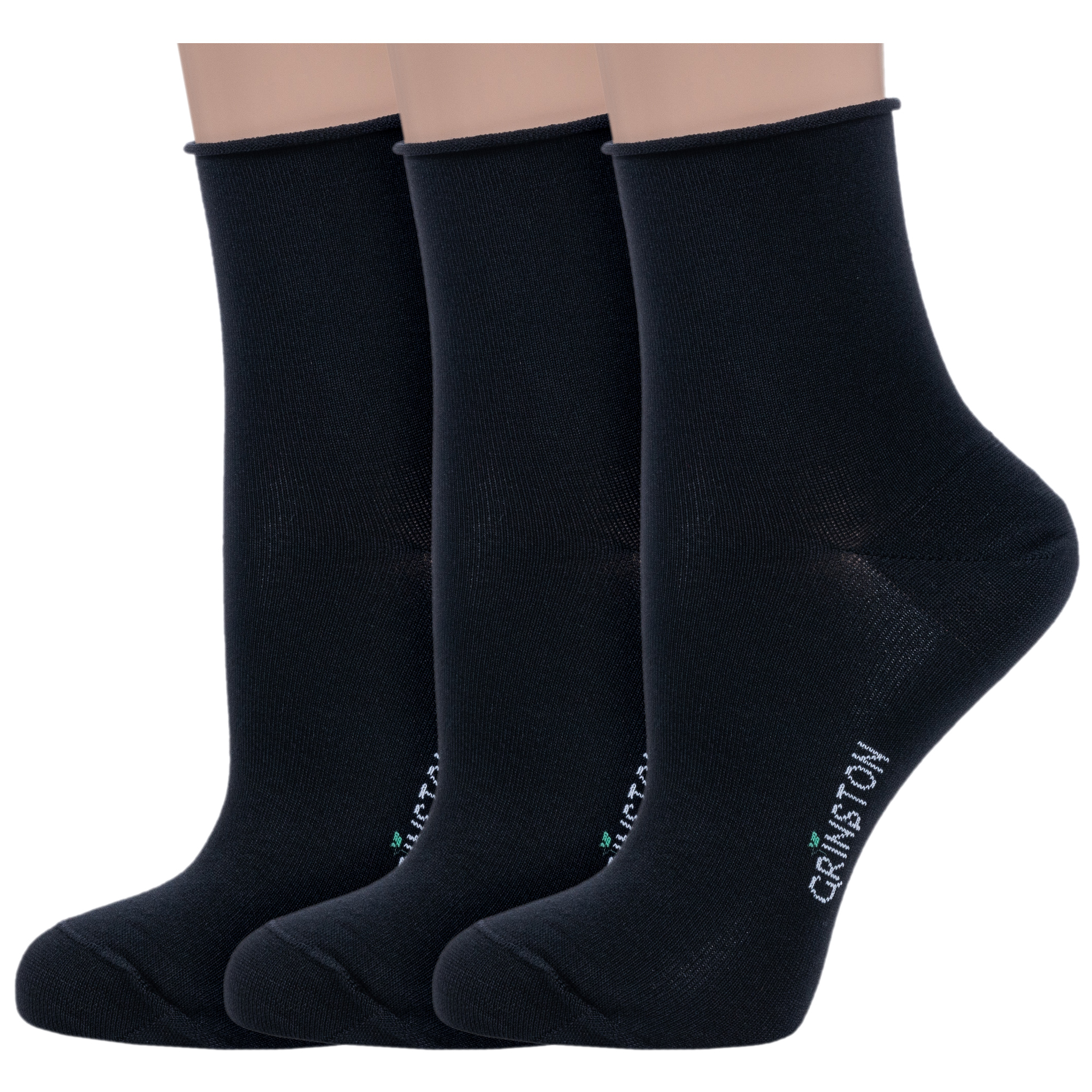 

Комплект носков женских Grinston socks 3-15D22 черных 23, Черный, 3-15D22