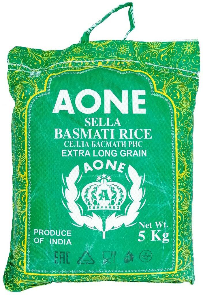 Рис AONE Basmati Sella пропаренный, 5 кг
