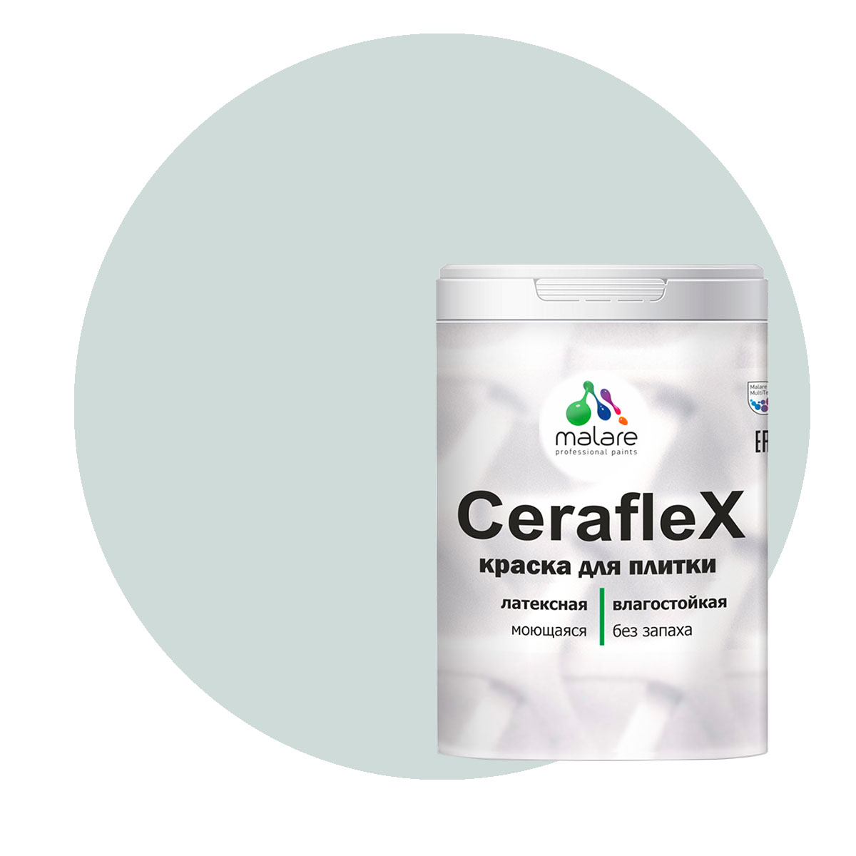 

Краска Malare Ceraflex для кафельной плитки и стен в ванной, пепельный блонд, 2 кг, Голубой, Ceraflex-1