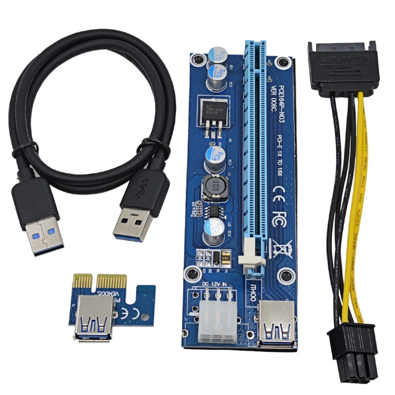 

Аксессуар Адаптер Espada Mining PCI-E X1 M to PCI-E X16 F Express USB 3.0 6pin SATA, PCI-E X1 M to PCI-E X16 F