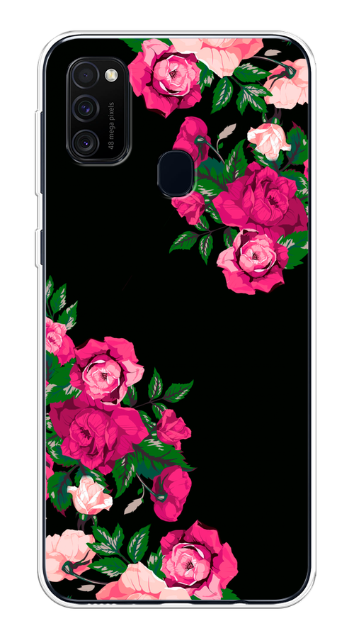

Чехол на Samsung Galaxy M21/M30s "Розы фуксия", Черный;розовый;зеленый, 29850-1