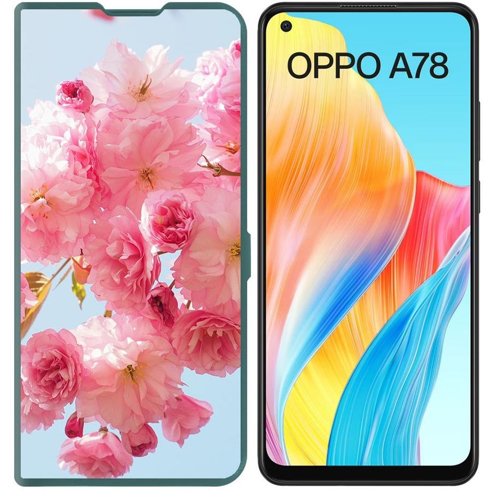 

Чехол-книжка Krutoff Eco Book для Oppo A78 4G Сакура (зелёный опал), Зеленый