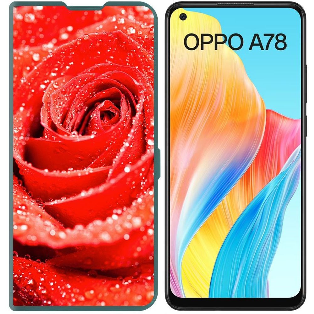 

Чехол-книжка Krutoff Eco Book для Oppo A78 4G Роза (зелёный опал), Зеленый