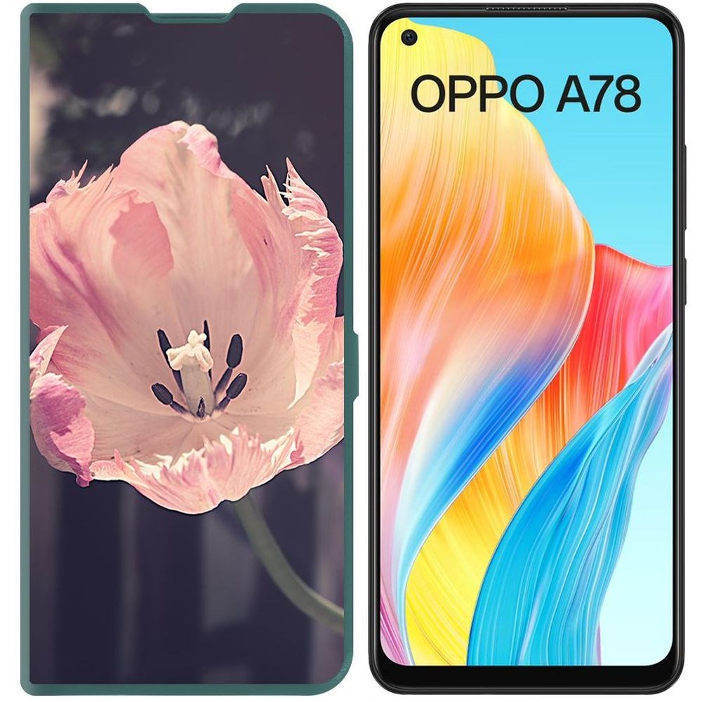 

Чехол-книжка Krutoff Eco Book для Oppo A78 4G Тюльпан (зелёный опал), Зеленый