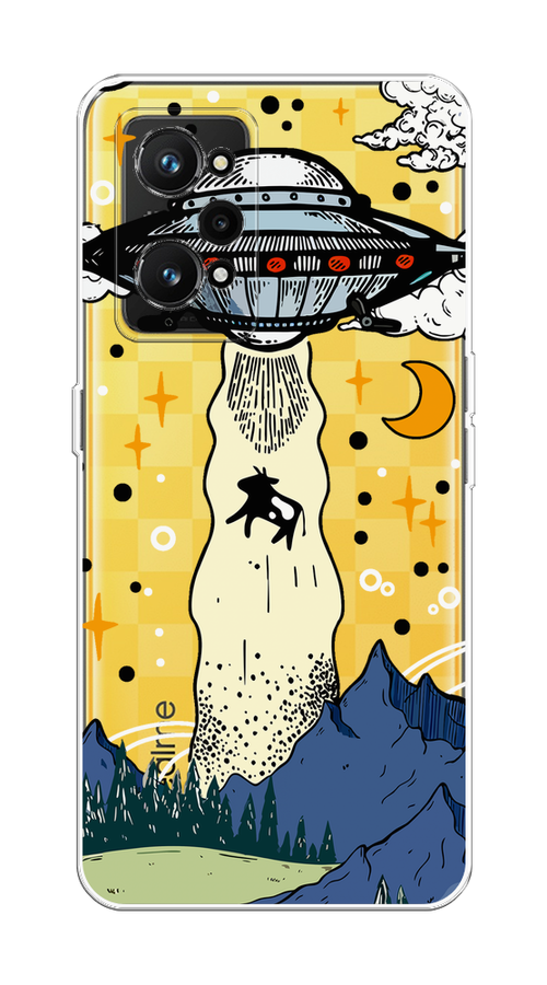 

Чехол на Realme GT Neo 3T/Neo 2 "НЛО забирает корову", Бежевый;синий;желтый, 257750-1