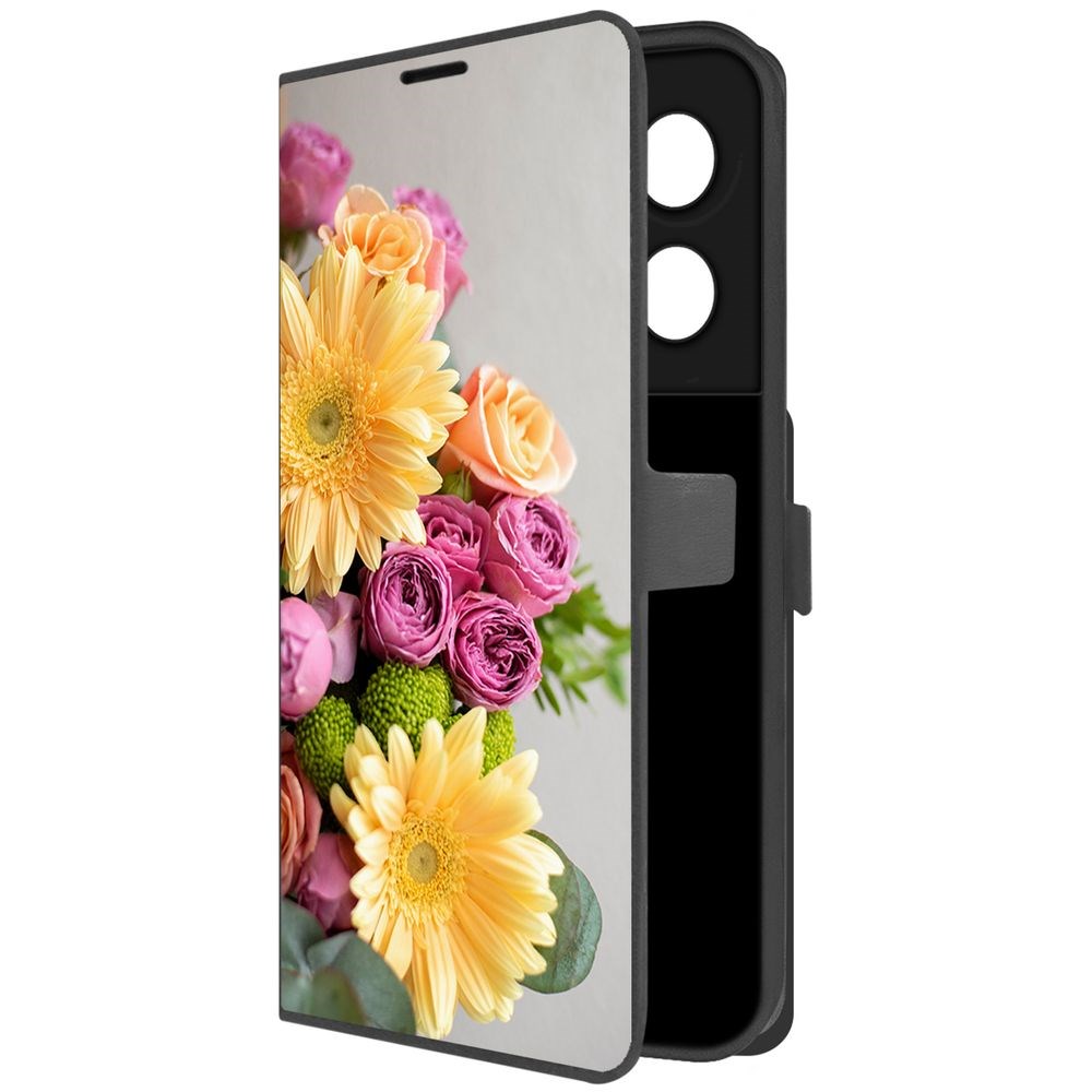 Чехол-книжка Krutoff Eco Book для Vivo Y36 Букет (черный)