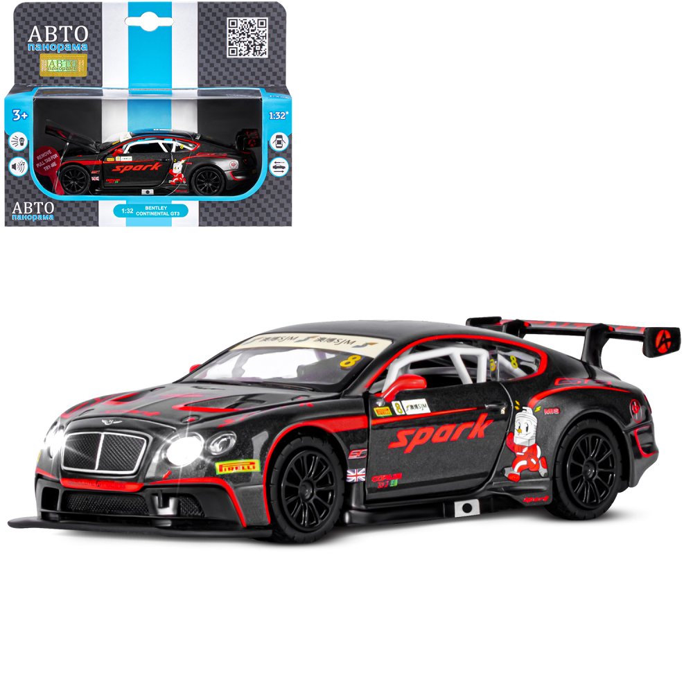 фото Машинка инерционная автопанорама 1:32 bentley continental gt3, черный