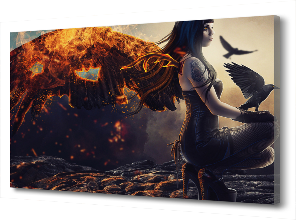 

Большая картина на холсте Девушка. Ангел огня. Готика PRC-199 (120x80см)