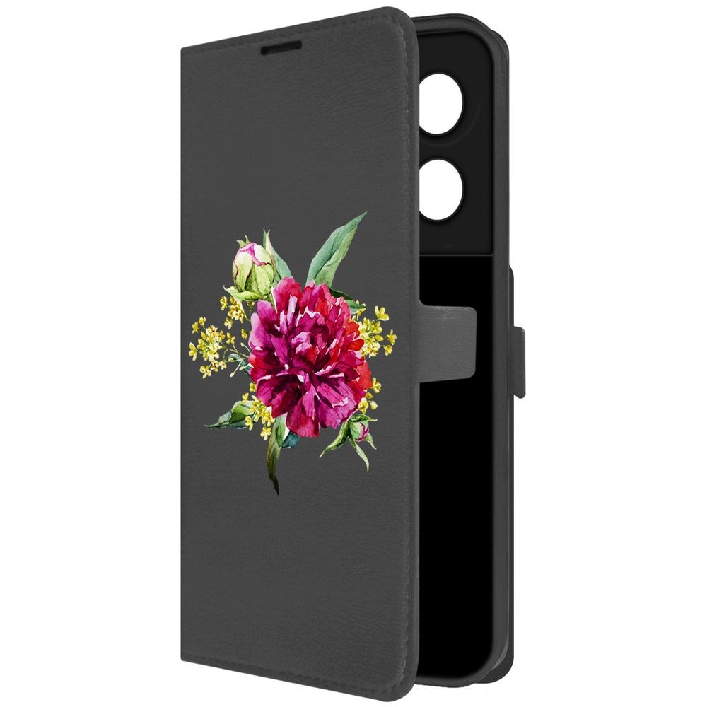 

Чехол-книжка Krutoff Eco Book для Vivo Y36 Цветочная акварель (черный)