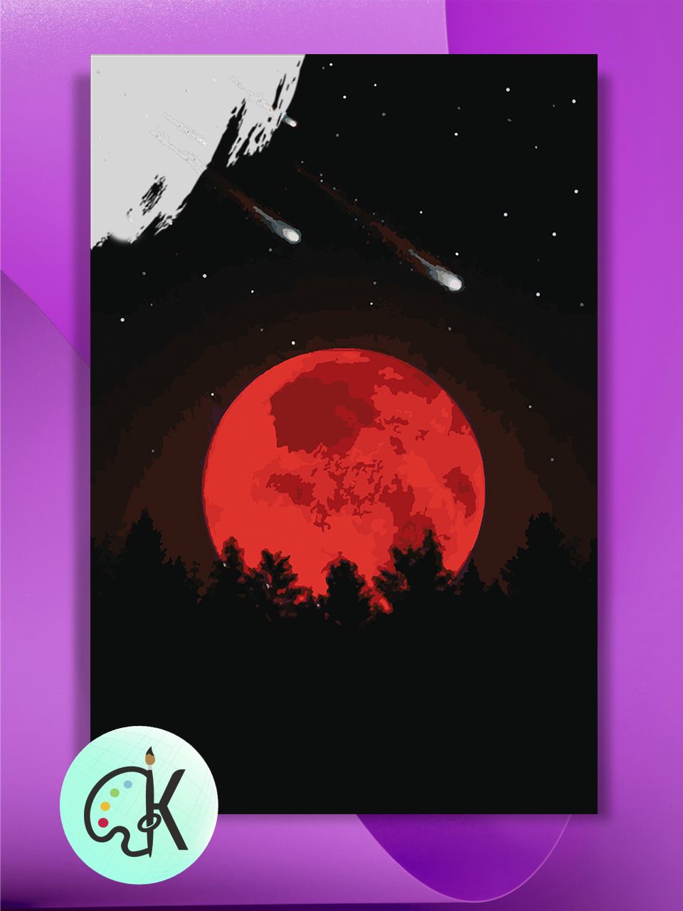 Картина по номерам на холсте Культура Цвета Красная луна, 40 х 60 см
