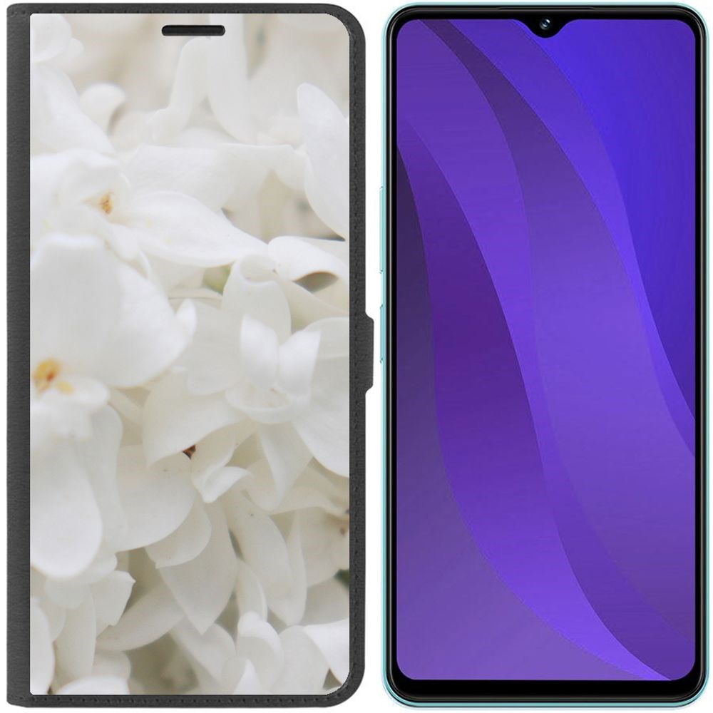 

Чехол-книжка Krutoff Eco Book для Vivo Y27 4G Белые лилии (черный)