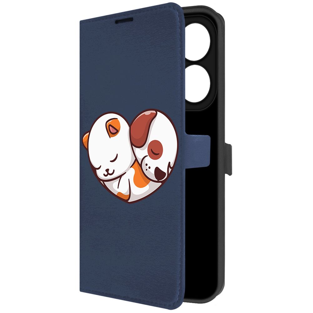 

Чехол-книжка Krutoff Eco Book для INFINIX Hot 40i Котёнок и Щенок (синий)