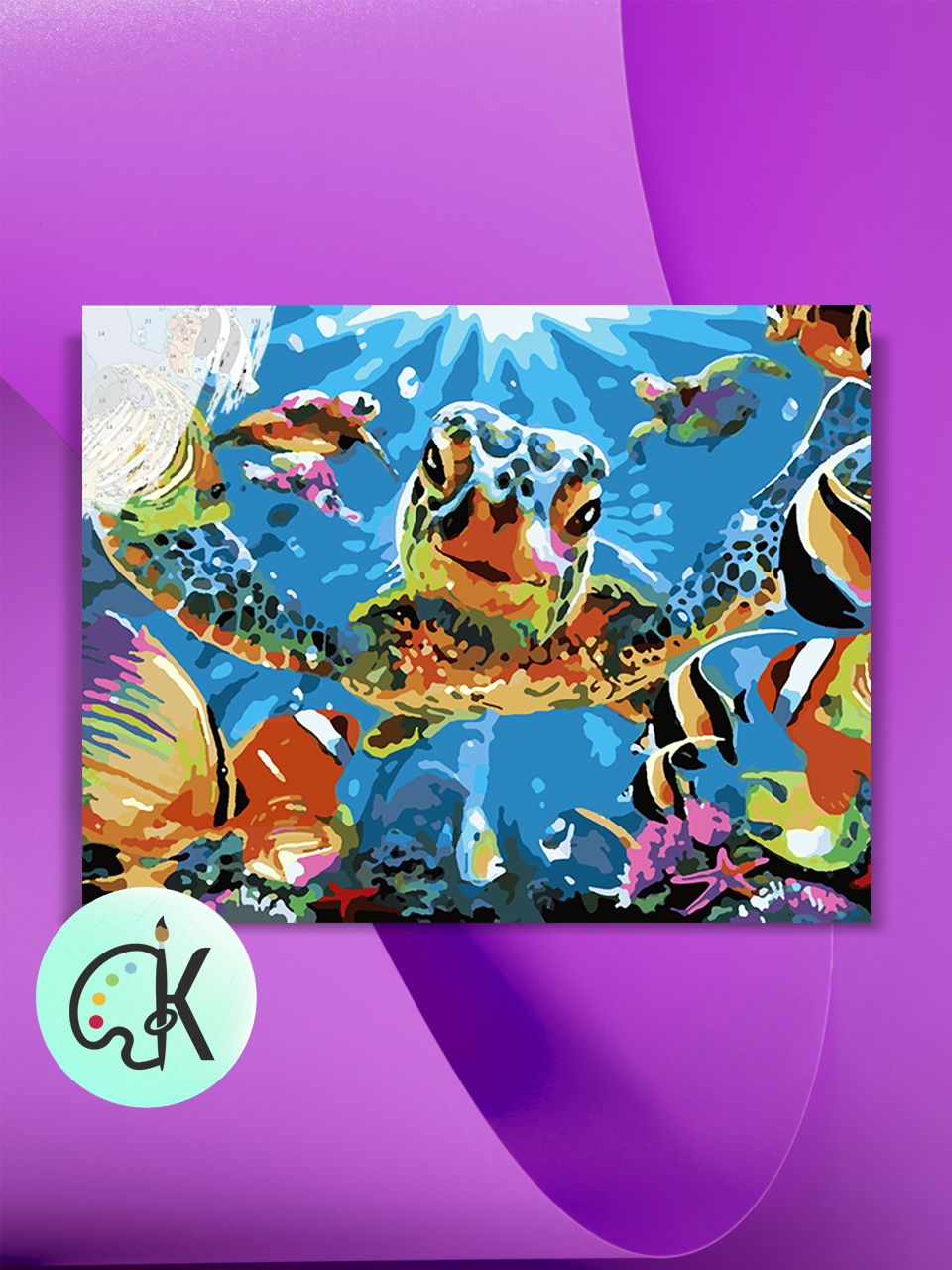 Картина по номерам на холсте Культура Цвета Цветная черепаха, 40 х 60 см