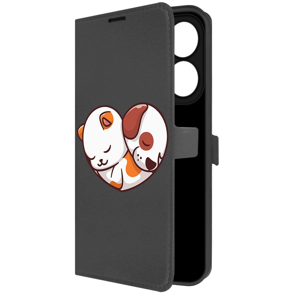 

Чехол-книжка Krutoff Eco Book для INFINIX Hot 40i Котёнок и Щенок (черный)