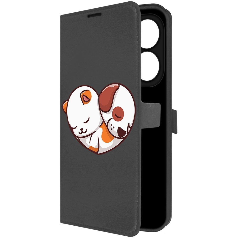 

Чехол-книжка Krutoff Eco Book для INFINIX Smart 8 Котёнок и Щенок (черный)