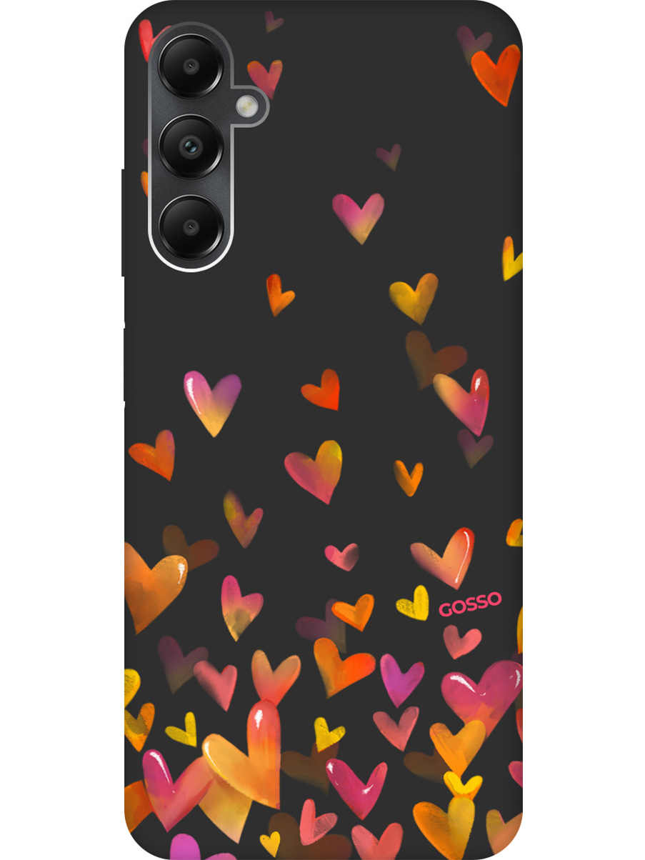 

Матовый Soft Touch силиконовый чехол на Samsung Galaxy A05s "Flying Hearts" черный, Черный;желтый;красный, 20001457