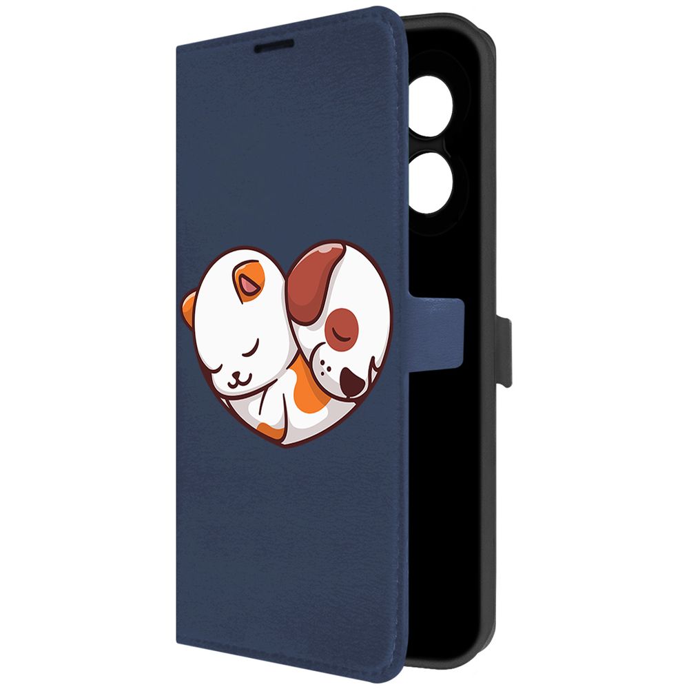 

Чехол-книжка Krutoff Eco Book для Oppo A18 Котёнок и Щенок (синий)