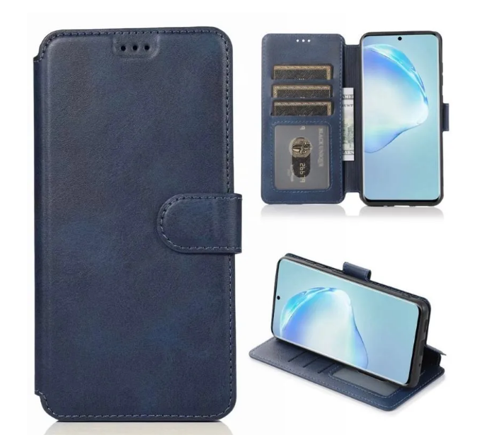 

Чехол книжка для Samsung Galaxy S22 Plus кожаный синий с магнитной застежкой