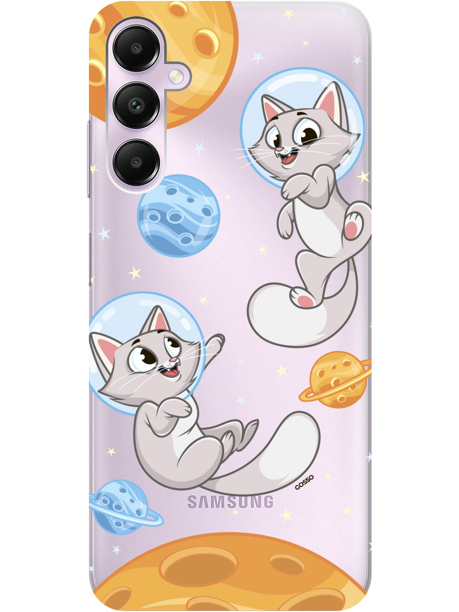 

Силиконовый чехол на Samsung Galaxy A05s "CosmoCats", Прозрачный;оранжевый;серый, 20001456