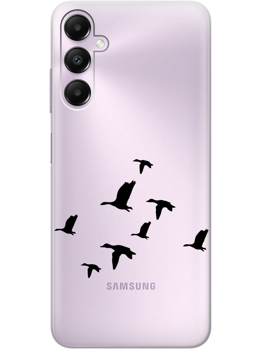 

Силиконовый чехол на Samsung Galaxy A05s "Flock of Ducks", Прозрачный;черный, 20001456