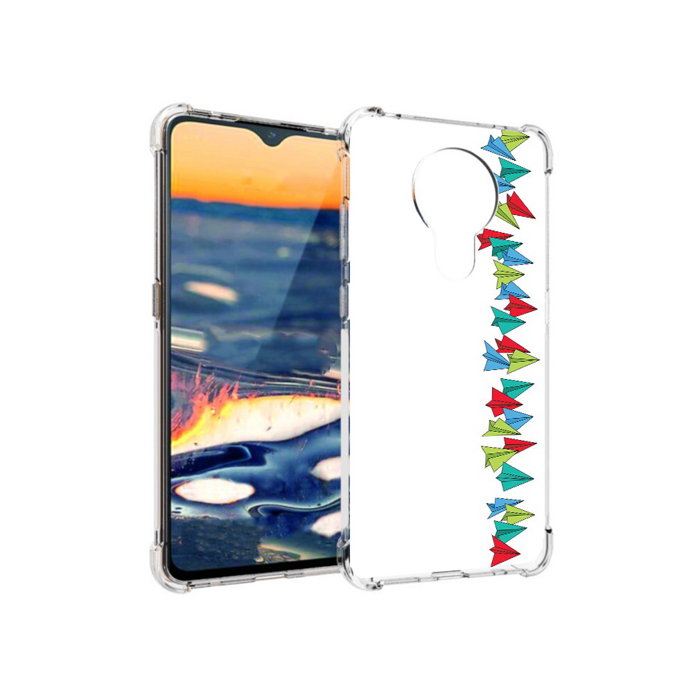 

Чехол MyPads Tocco для Nokia 5.3 самолетики из листочков (PT227052.106.593), Прозрачный, Tocco