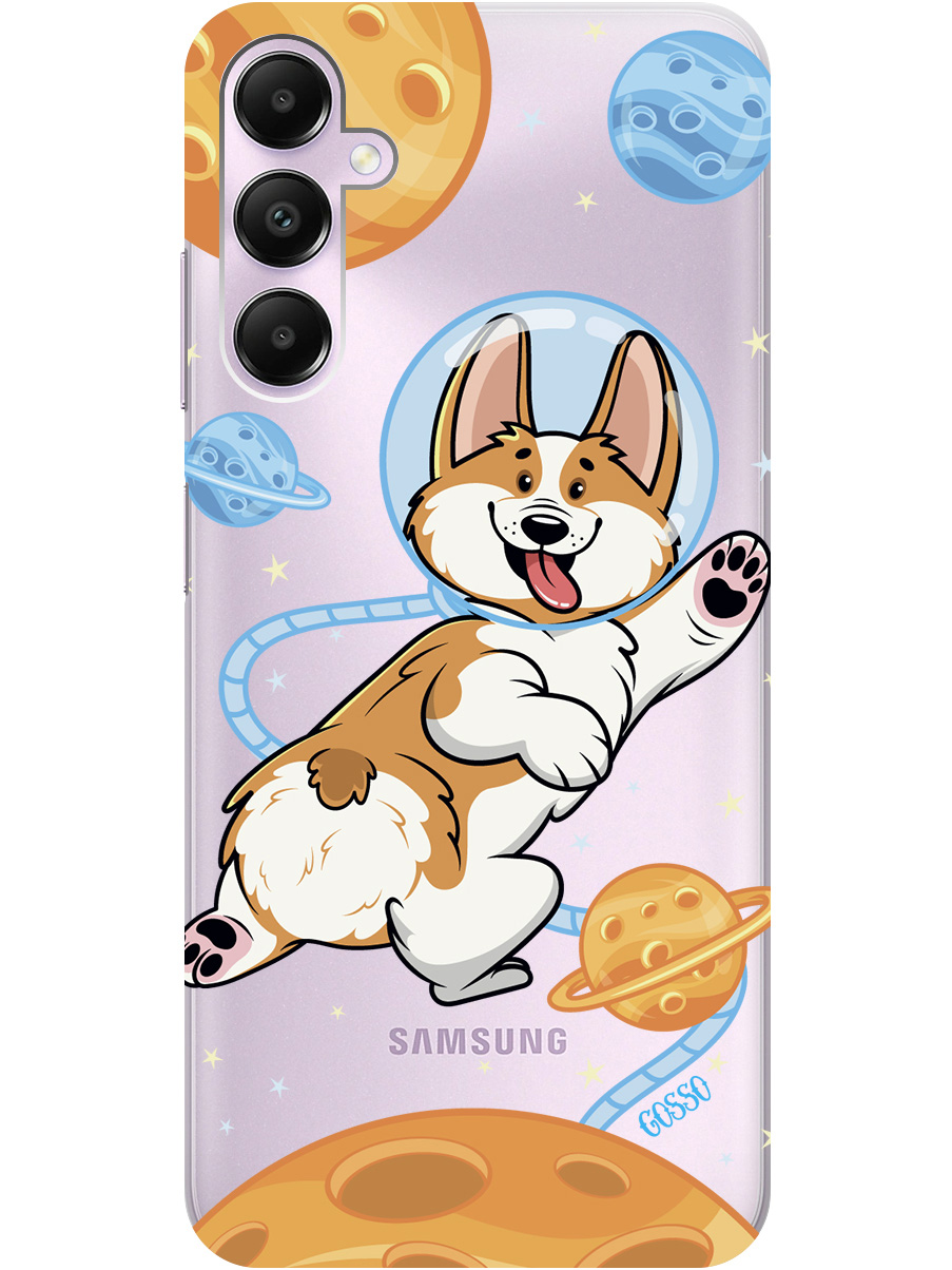 

Силиконовый чехол на Samsung Galaxy A05s "CosmoCorgi", Прозрачный;коричневый, 20001456