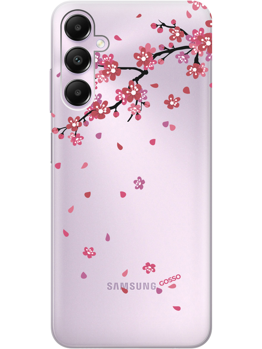 

Силиконовый чехол на Samsung Galaxy A05s "Sakura", Прозрачный;коричневый;розовый, 20001456