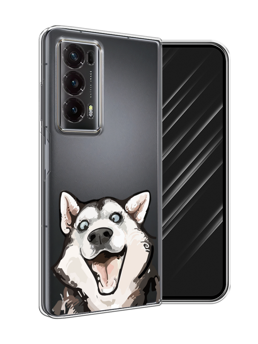 

Чехол Awog на Honor Magic V2 "Радостный хаски", Белый;голубой;черный, 6123550-1