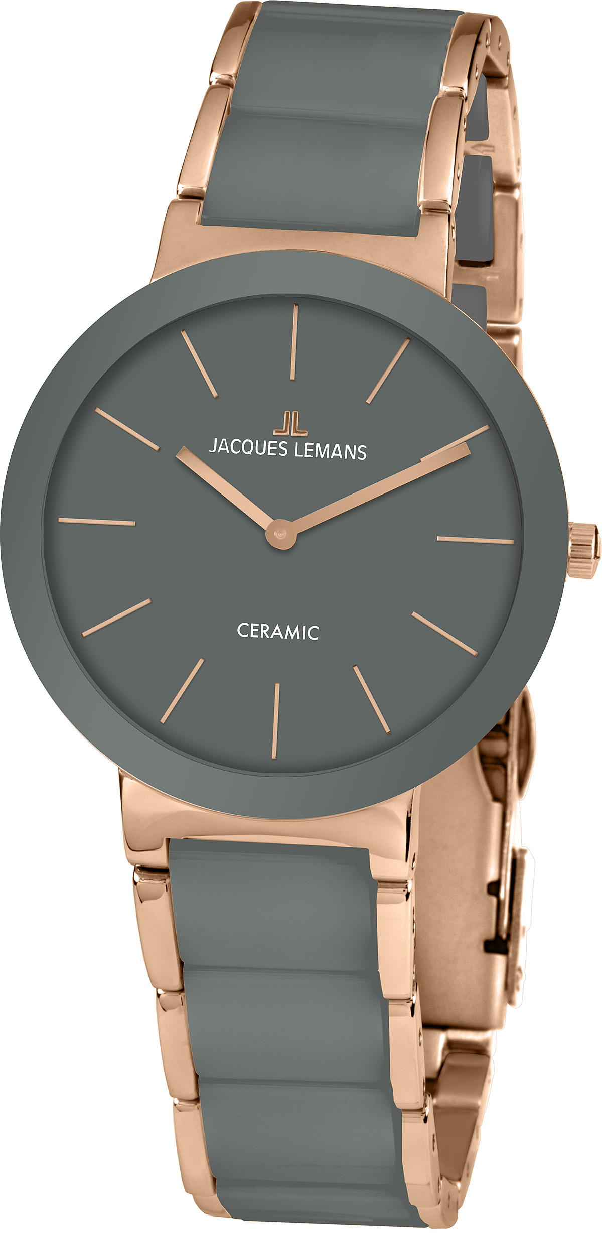 Наручные часы женские Jacques Lemans 42-7M розовое золото/серые