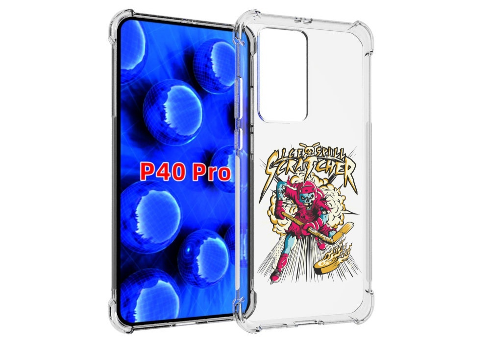 

Чехол MyPads нарисованный скелет хоккеист для Huawei P40 Pro противоударный, Прозрачный, Tocco