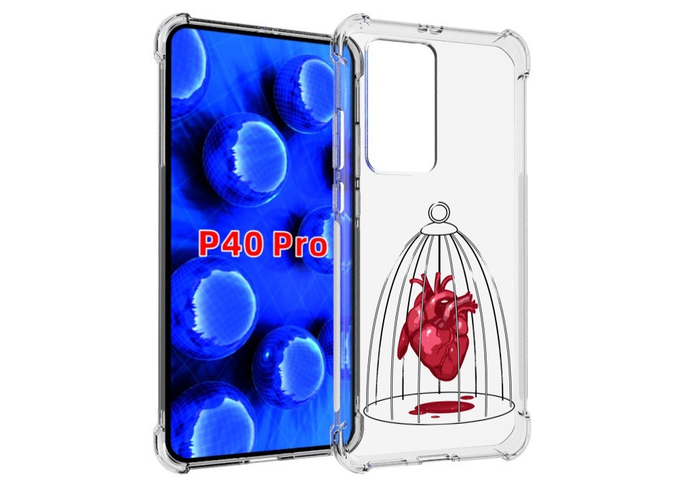 Чехол MyPads сердце в клетке для Huawei P40 Pro противоударный