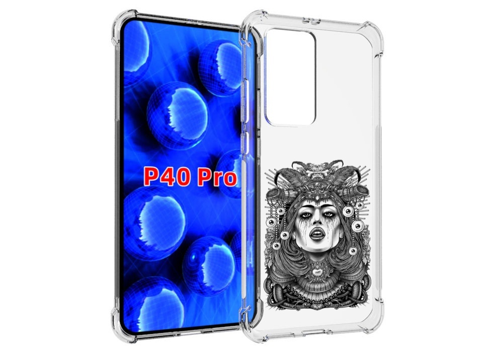 

Чехол MyPads портрет девушки черно белый для Huawei P40 Pro противоударный, Прозрачный, Tocco