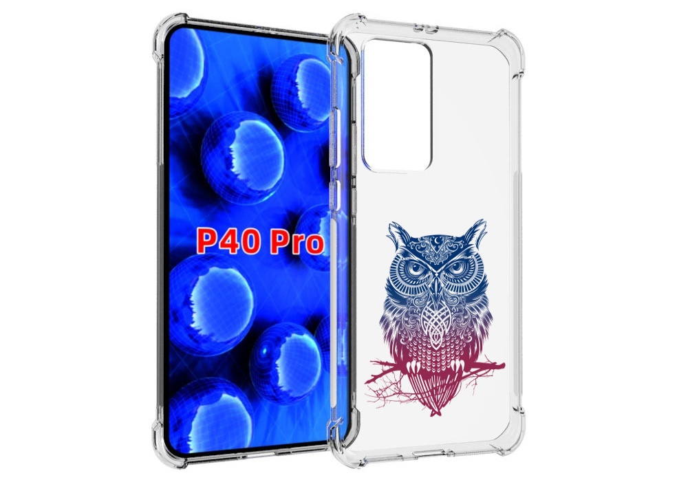 Чехол MyPads хиппи сова для Huawei P40 Pro противоударный