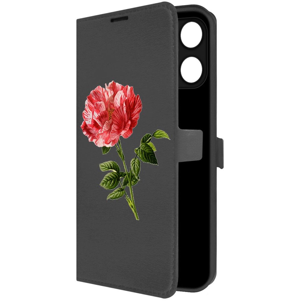 

Чехол-книжка Krutoff Eco Book для Poco M6 Pro 5G Рисованная роза (черный)