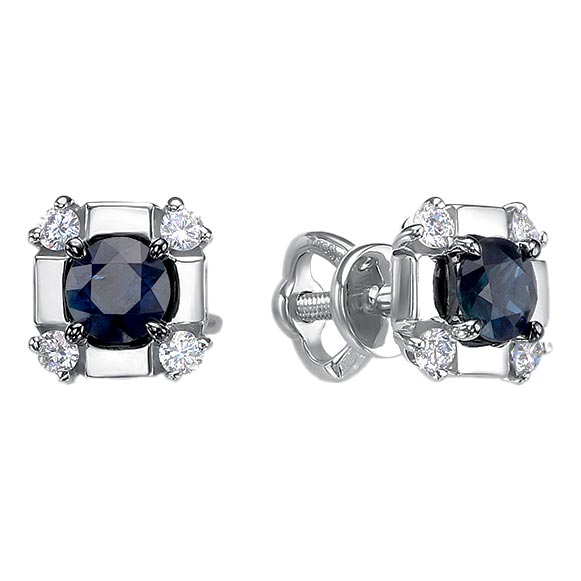 

Серьги из белого золота с бриллиантом и сапфиром Империал S01569-222, S01569-222