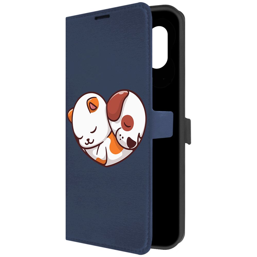 

Чехол-книжка Krutoff Eco Book для Samsung Galaxy M04 (M045) Котёнок и Щенок (синий)