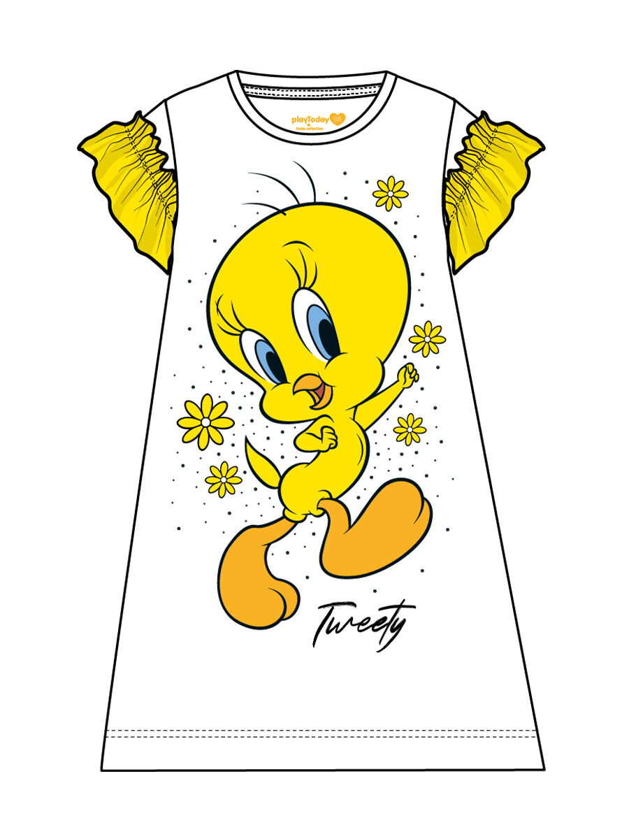 Сорочка ночная детская PlayToday 12442090, белый; жёлтый, 98 ночная сорочка с принтом disney playtoday 32241859 белый красный 146