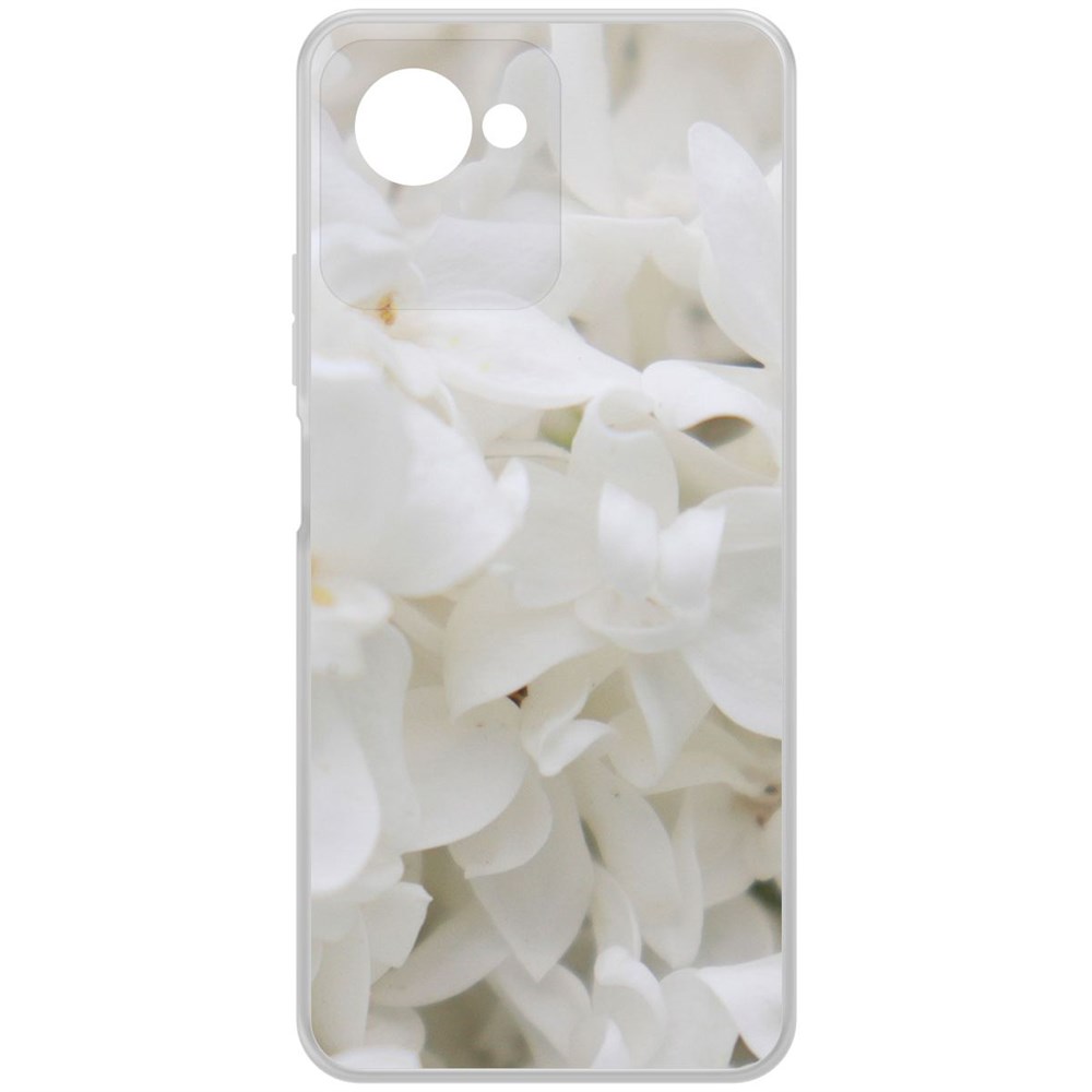 

Чехол-накладка Krutoff Clear Case Белые лилии для Realme C30s, Прозрачный
