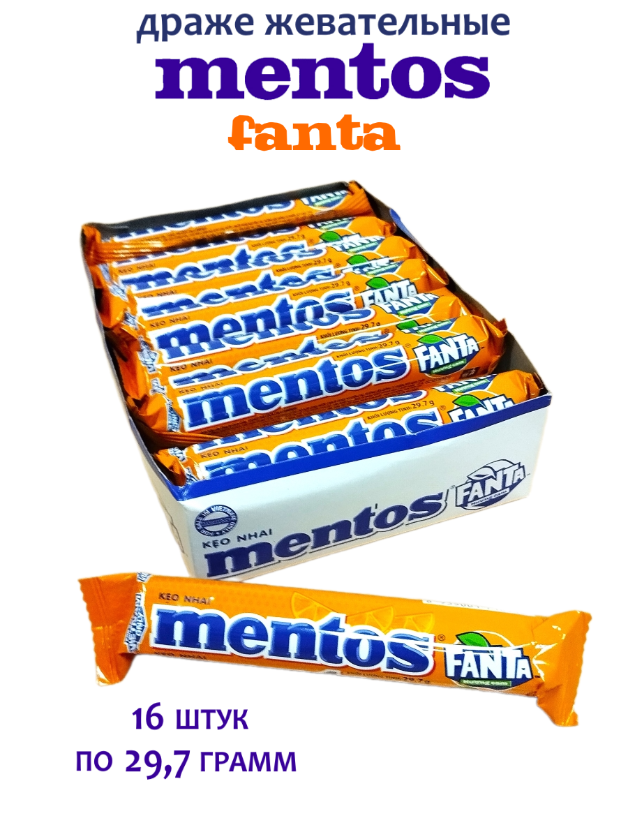 

Жевательные конфеты Mentos со вкусом Фанты, 14 шт х 29,7 г, Mentos со вкусом Фанты 14 штук