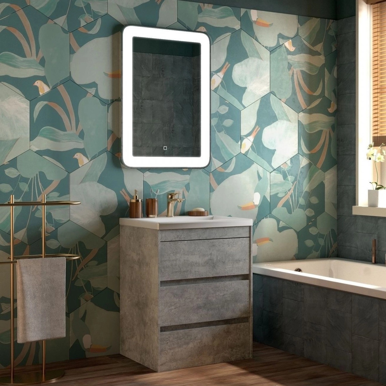 

Мебель для ванной Art&Max Family 60, напольная, Cemento Veneto, Серый