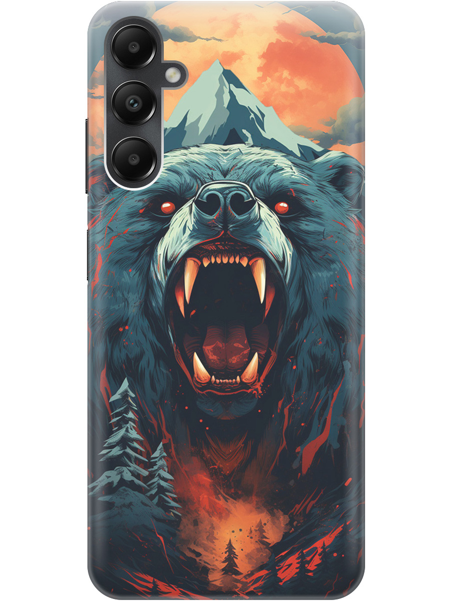 

Силиконовый чехол на Samsung Galaxy A05s "Гризли при красной луне", Красный;синий;черный, 20001456