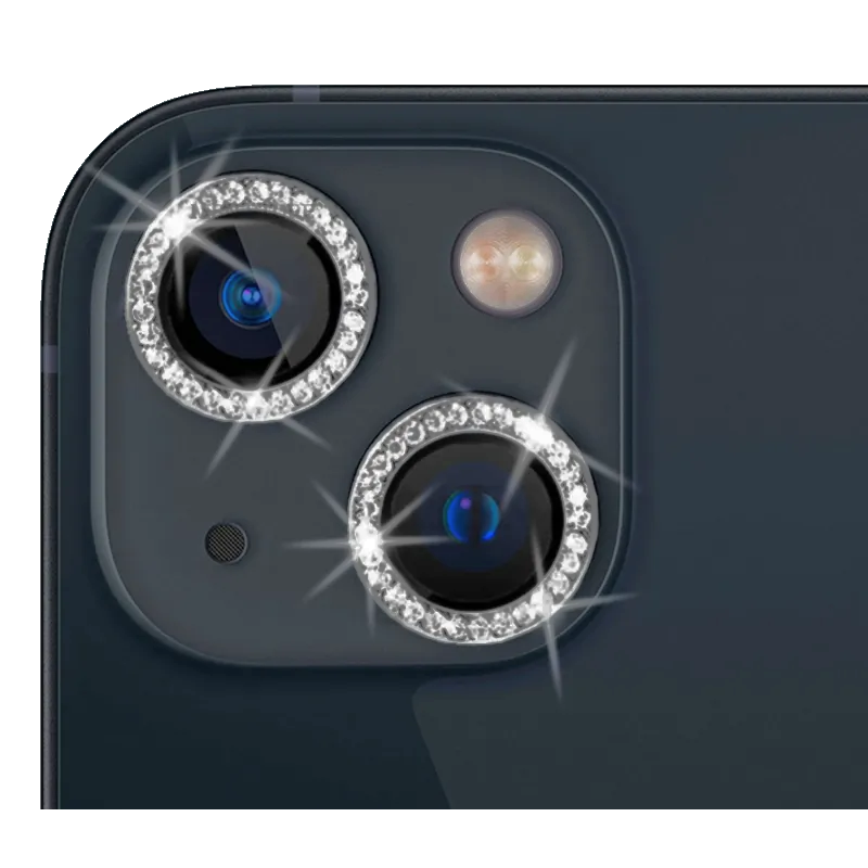 

Защитное стекло QVATRA на камеру iPhone 13 mini со стразами, черный, iPhone 13 со стразами