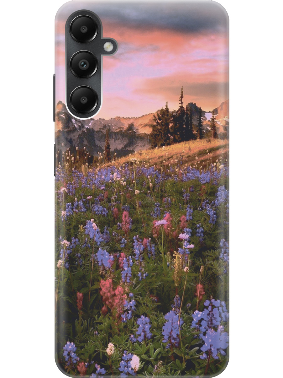 

Силиконовый чехол на Samsung Galaxy A05s "Цветочное поле и горы", Зеленый;фиолетовый;розовый, 20001456