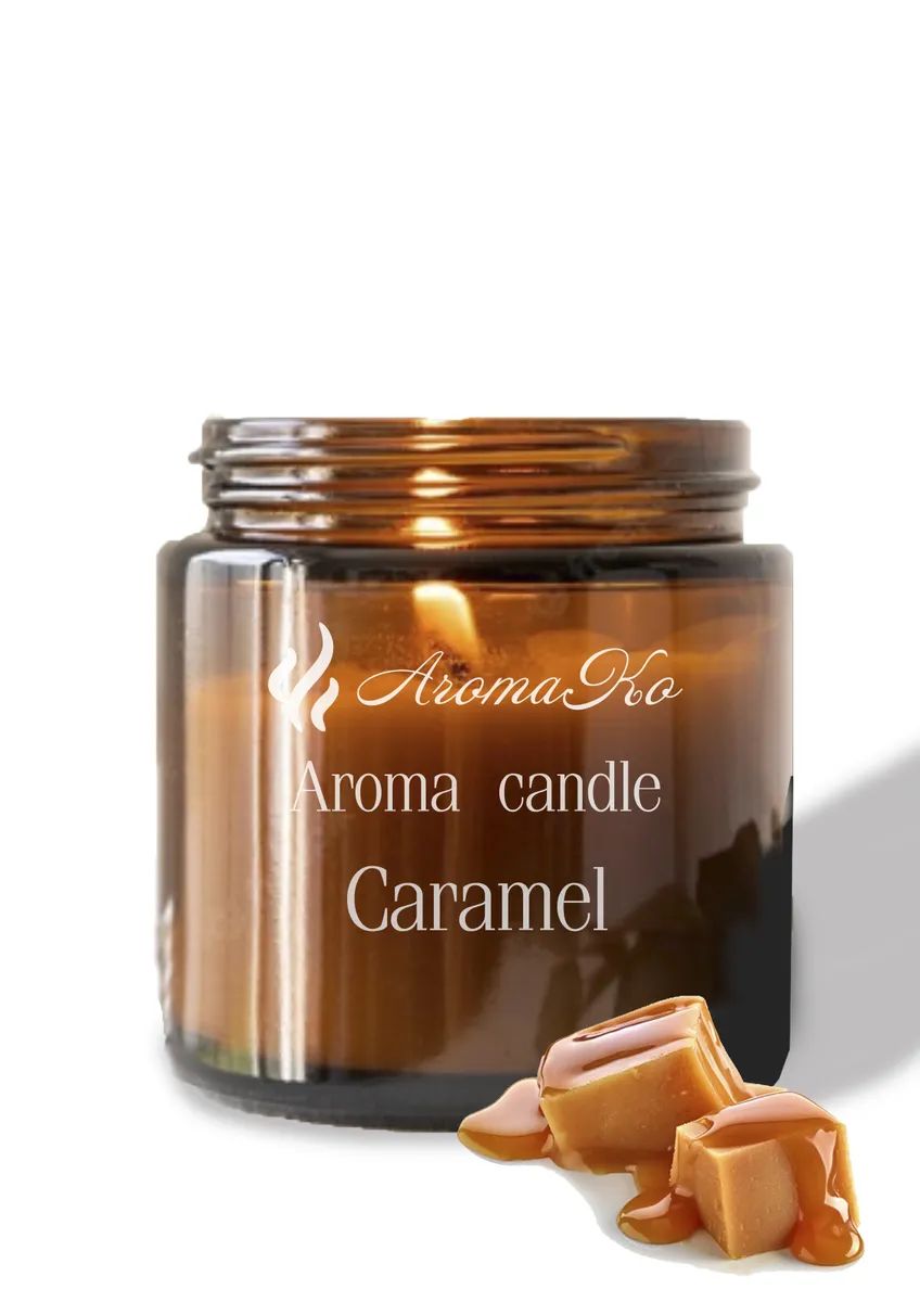 

Аромасвеча интерьерная в банке с деревянным фитилем AromaKo Sweet caramel, 100 г, Sweet caramel