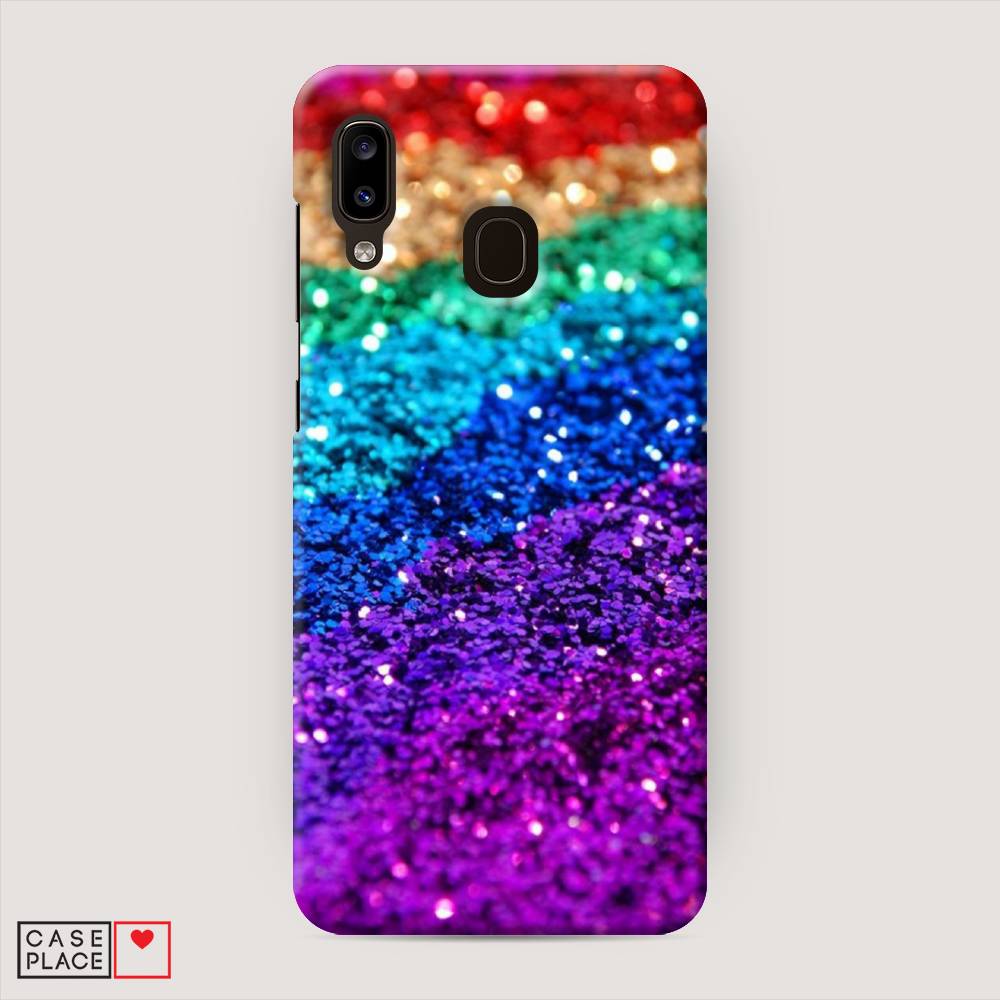 

Пластиковый чехол "Блестящая радуга рисунок" на Samsung Galaxy A20, 27620-2