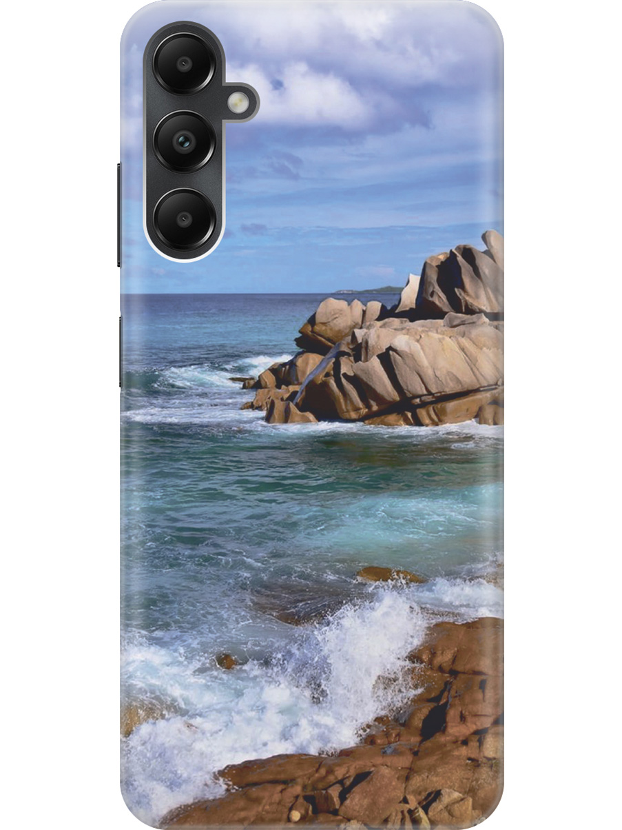 

Силиконовый чехол на Samsung Galaxy A05s "Скалистый берег", Голубой;коричневый, 20001456